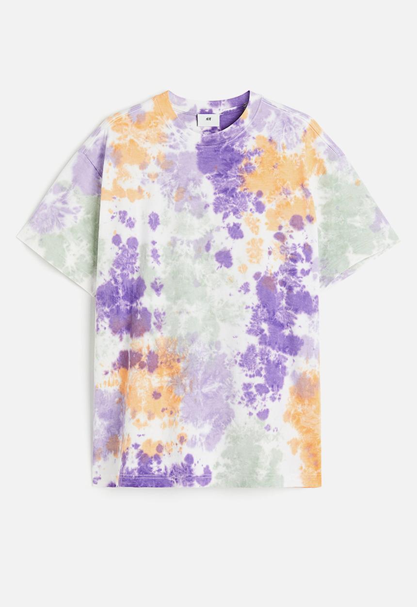 H&M - Relaxed fit patterned cotton T-shirt - purple tie-dye