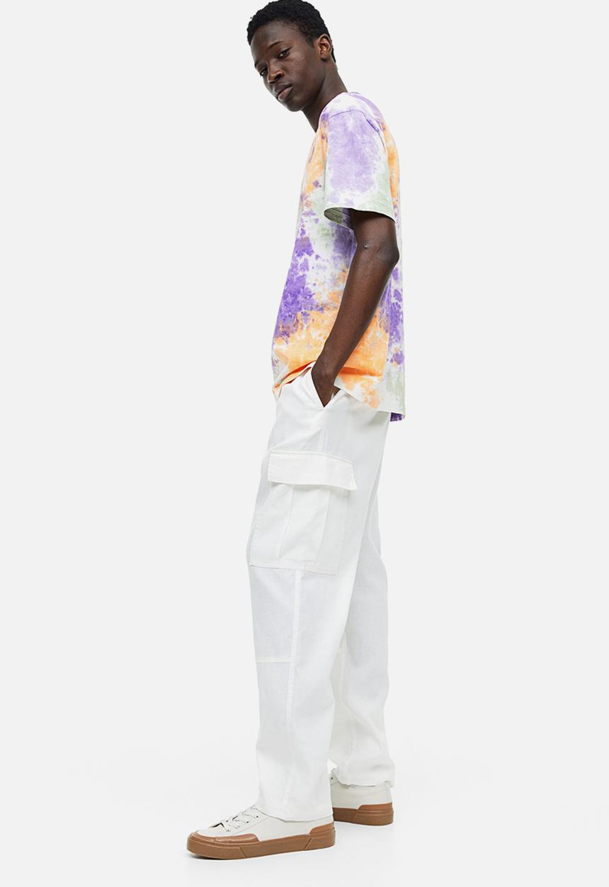 H&M - Relaxed fit patterned cotton T-shirt - purple tie-dye