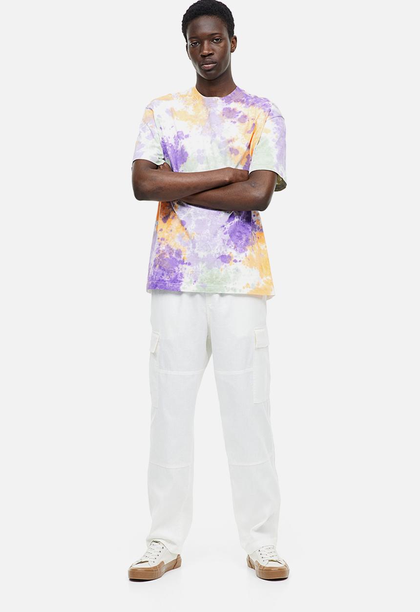 H&M - Relaxed fit patterned cotton T-shirt - purple tie-dye