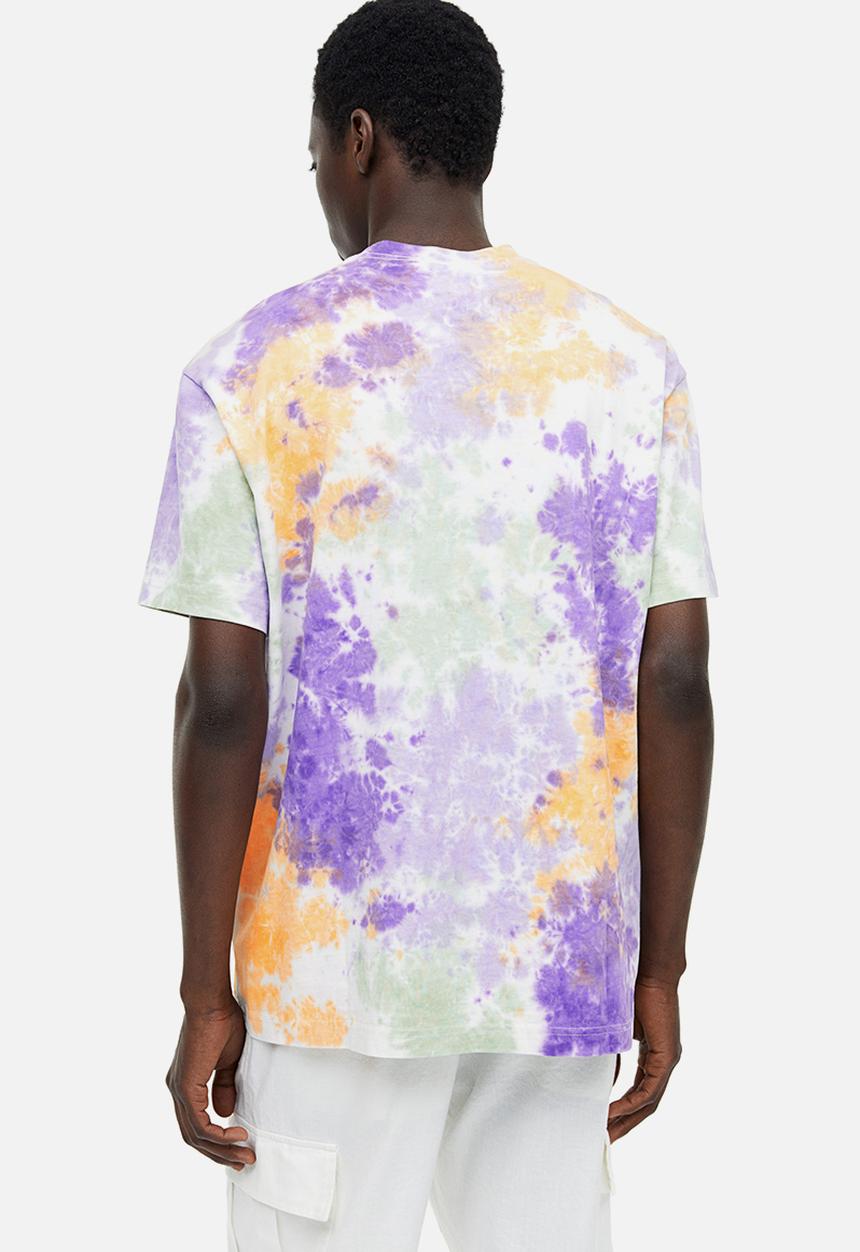 H&M - Relaxed fit patterned cotton T-shirt - purple tie-dye