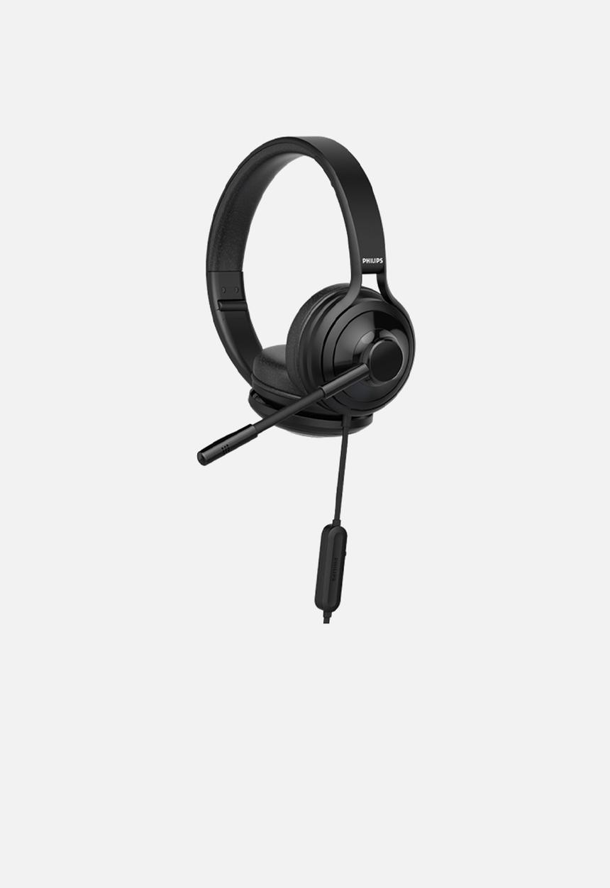 Philips - USB wired on ear headphones with mic - black