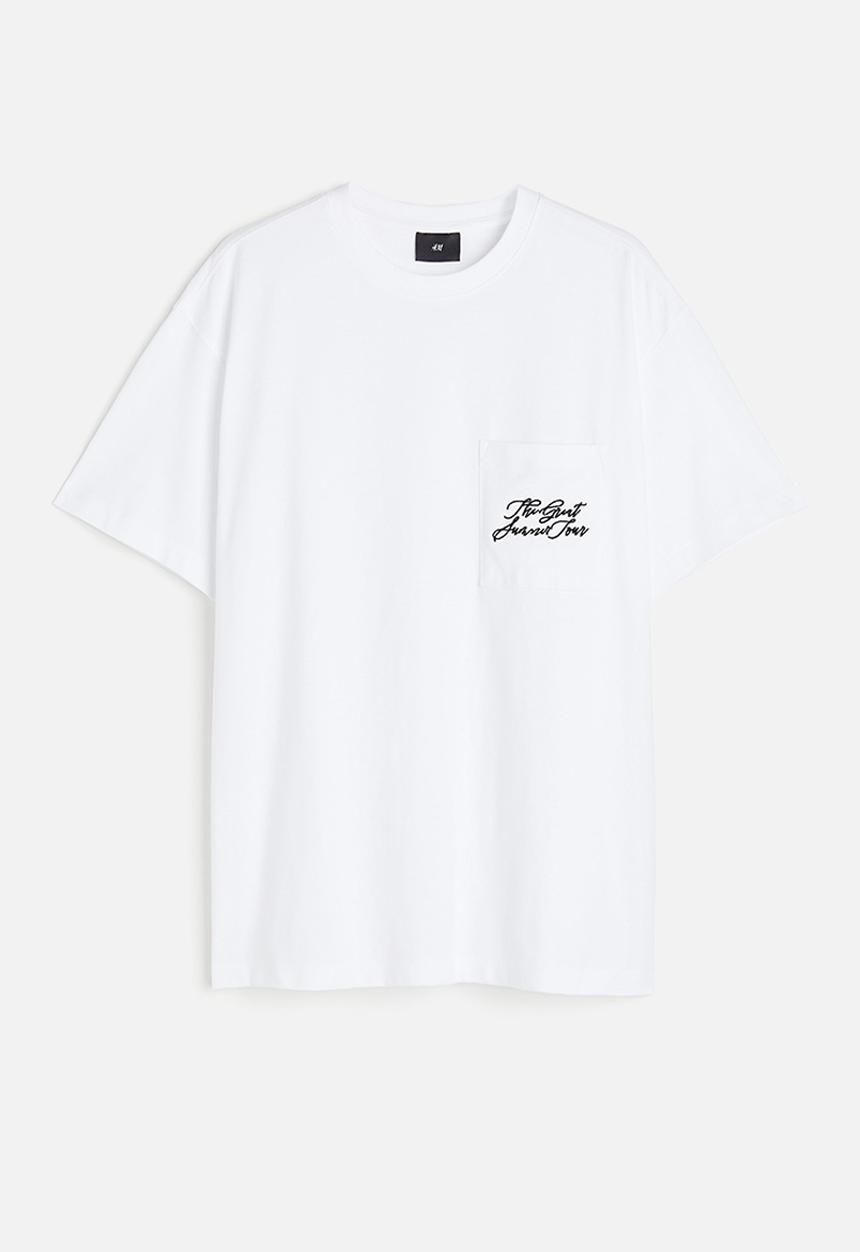 H&M - Relaxed fit embroidery-detail T-shirt - white