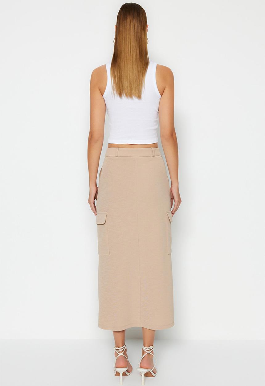 Trendyol - Pencil midi skirt - beige