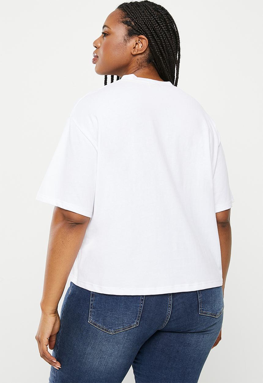 Me&B - Plus The Oversized Tee  - White & Print