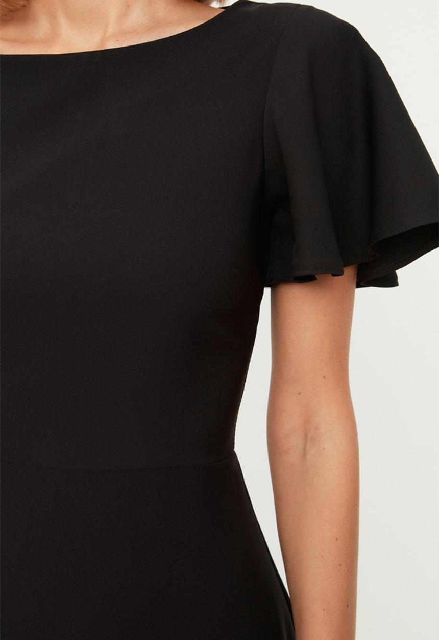 Trendyol - Bell sleeves bodycon midi dress - black