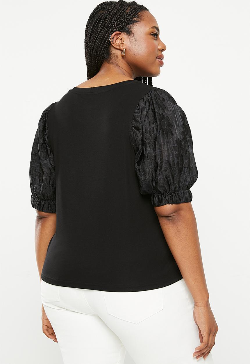 Me&B - Plus The Organza Combo Tee  - black