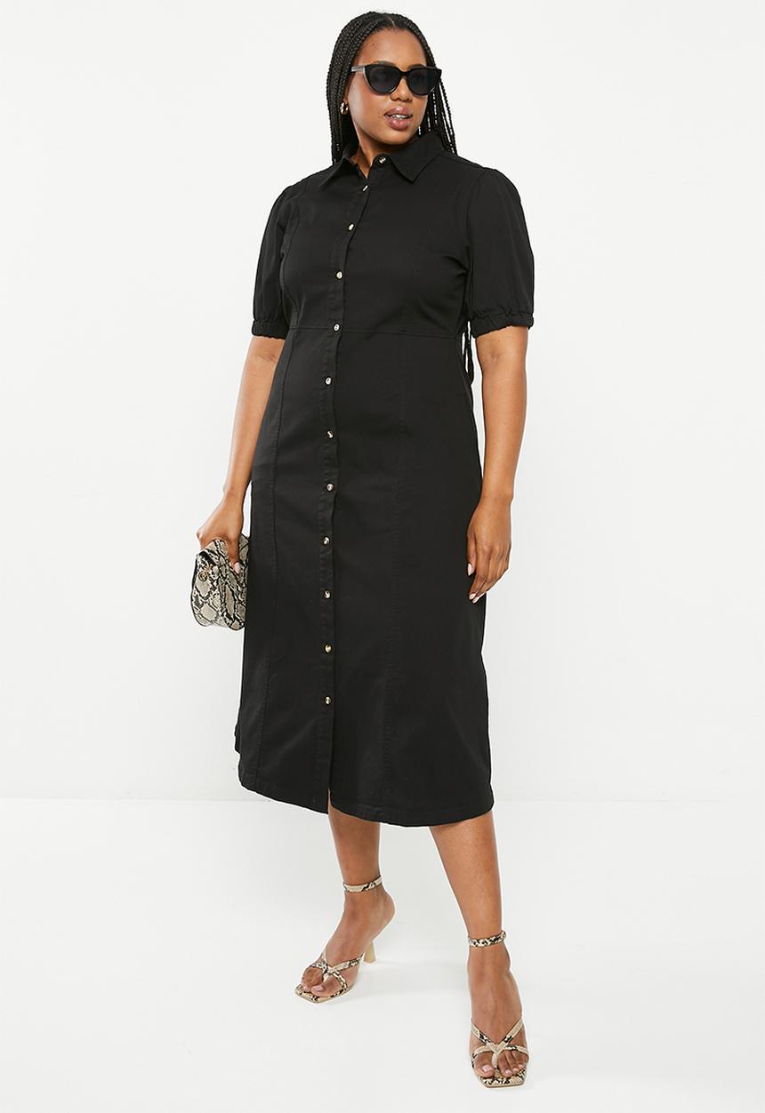 Me&B - Plus denim Shirtdress - Black