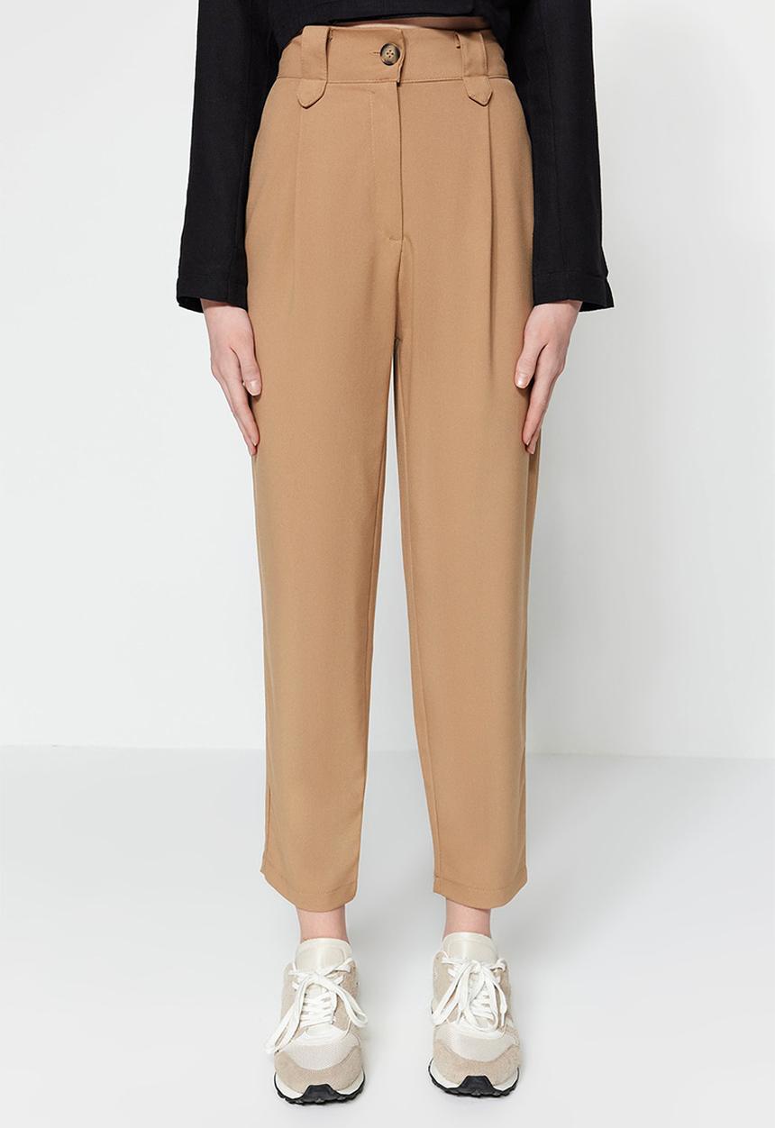Trendyol - High rise straight legs pants - beige