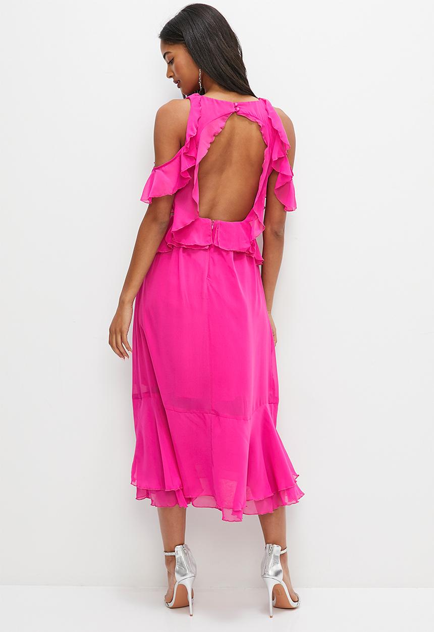 MILLA - Ruffle midi dress - purple