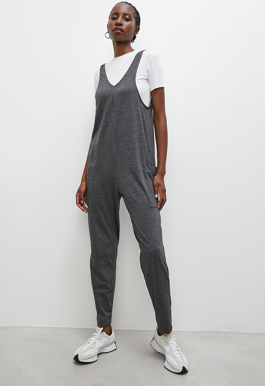 Superbalist - Relaxed knit jumpsuit- charcoal melange