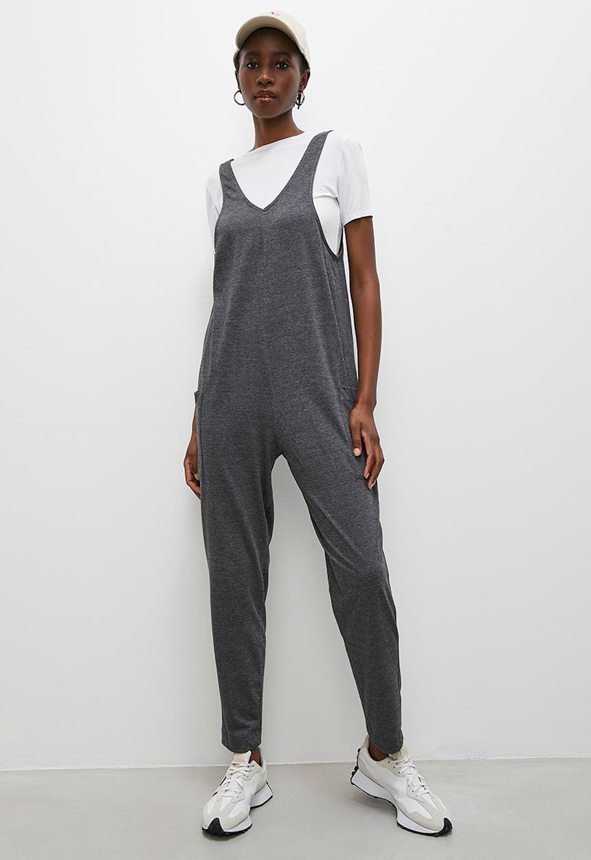 Superbalist - Relaxed knit jumpsuit- charcoal melange