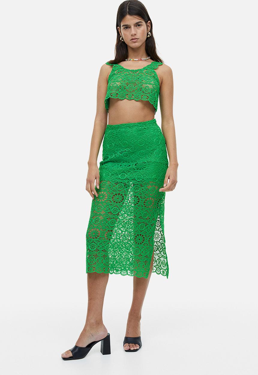 H&M - Lace crop top - green