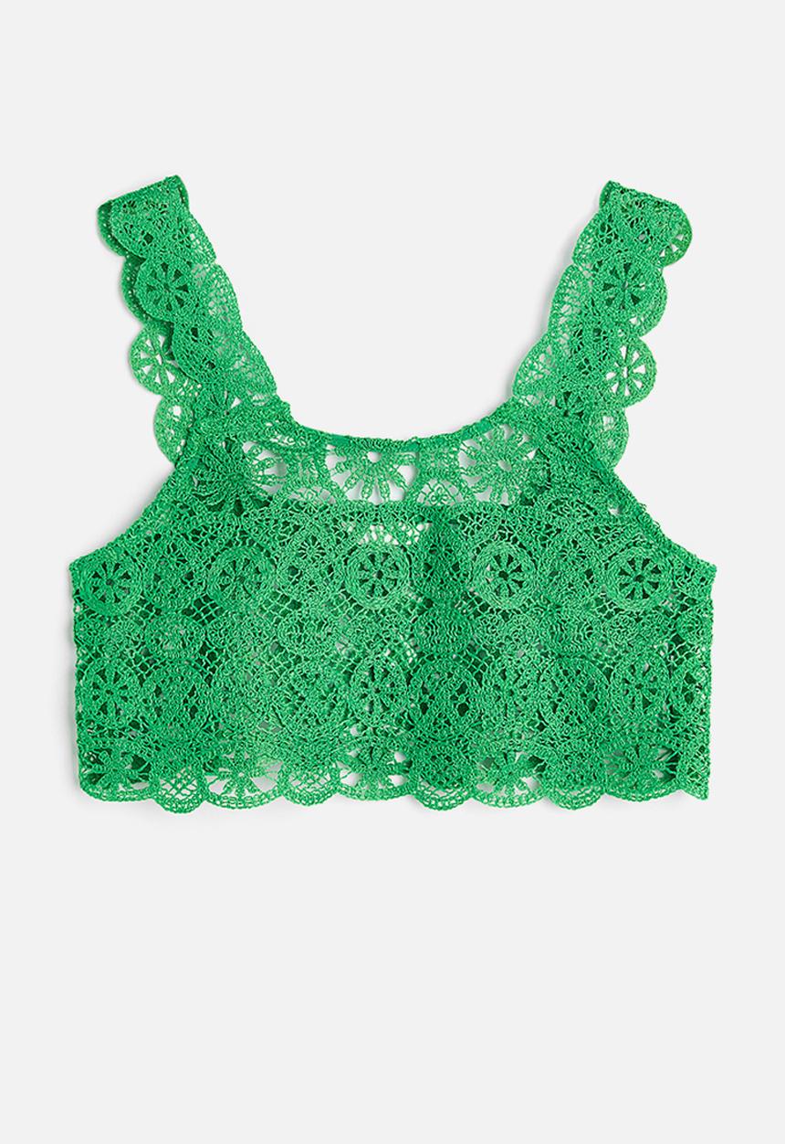 H&M - Lace crop top - green