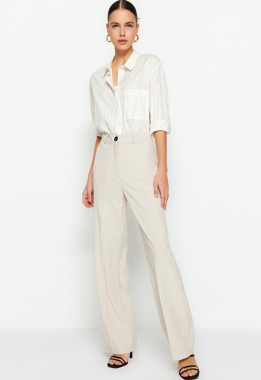 Trendyol - High rise wide leg trousers - beige