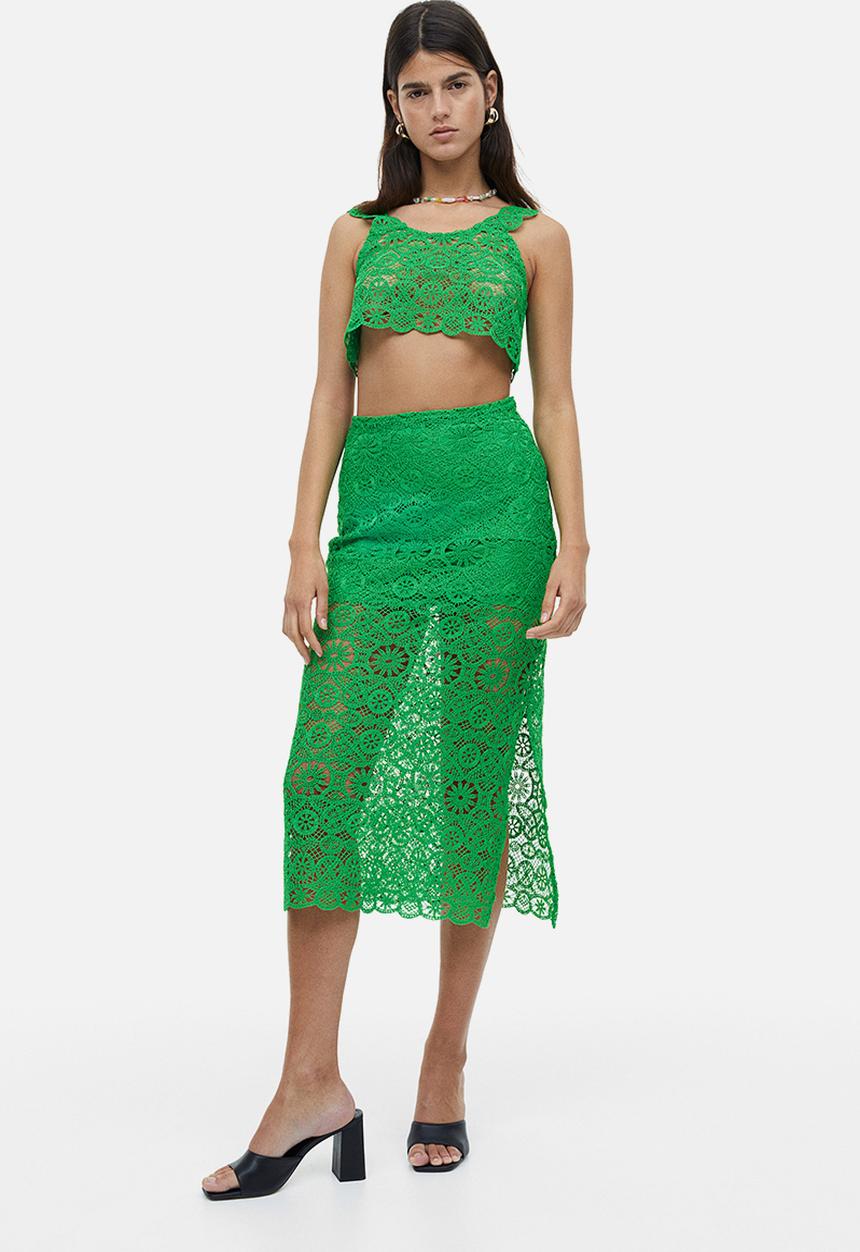 H&M - Lace skirt - green