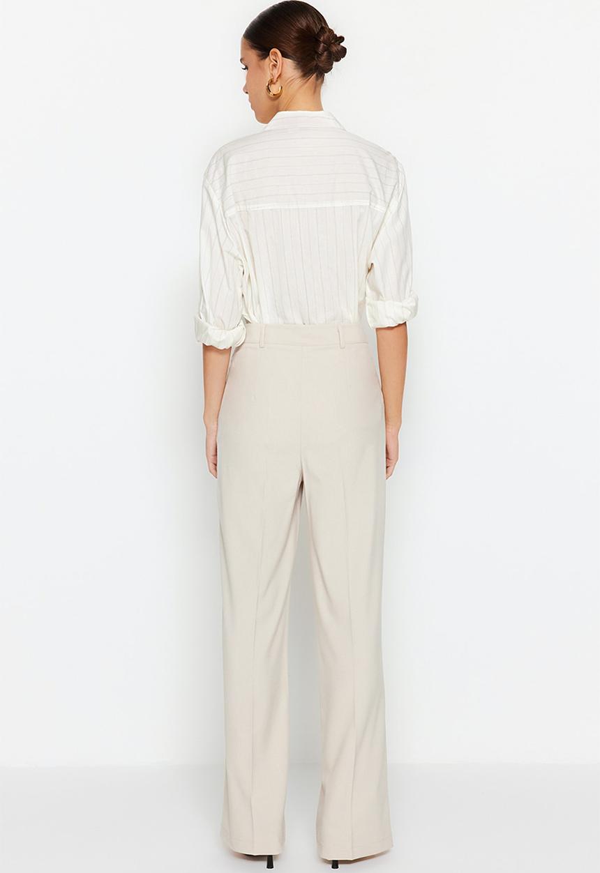 Trendyol - High rise wide leg trousers - beige