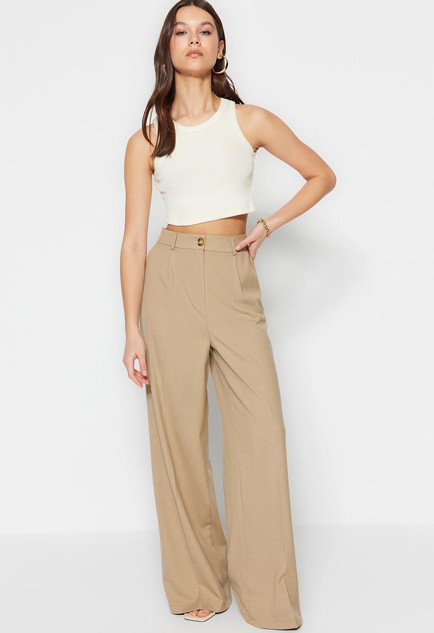 Trendyol - Wide leg trousers - beige
