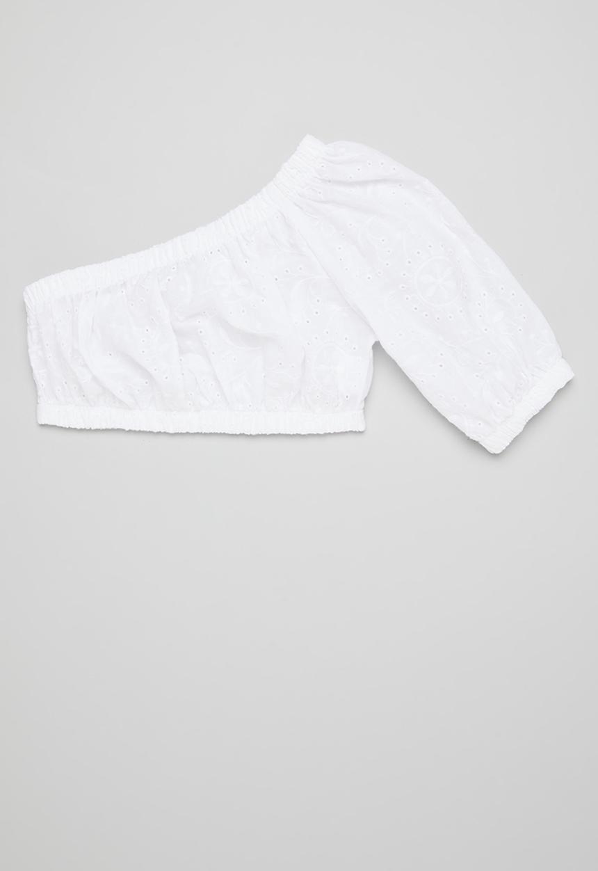 Pop Candy - Puff sleeved top - white