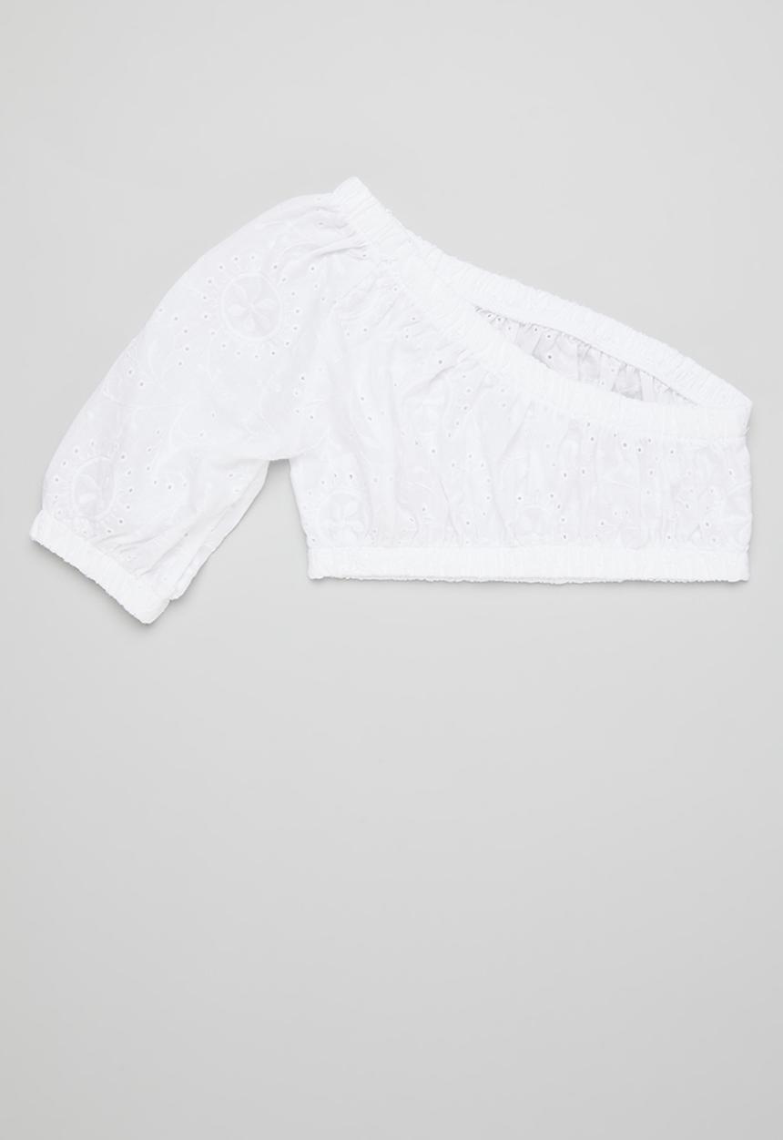 Pop Candy - Puff sleeved top - white