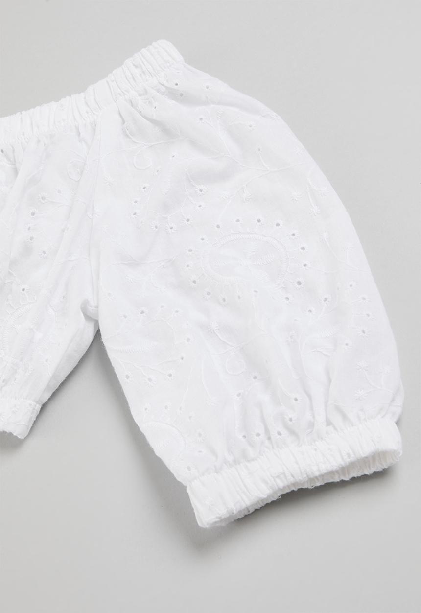 Pop Candy - Puff sleeved top - white