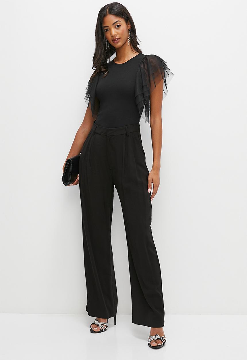 MILLA - Organza sleeve bodysuit - black