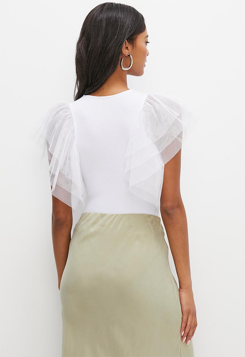MILLA - Organza sleeve bodysuit - white