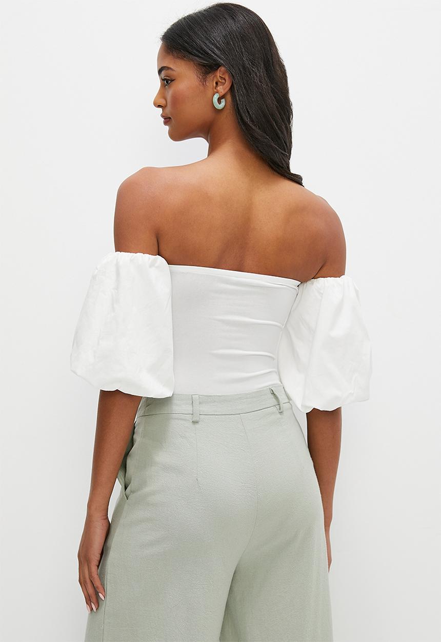 MILLA - Bardot combo bodysuit - ivory 