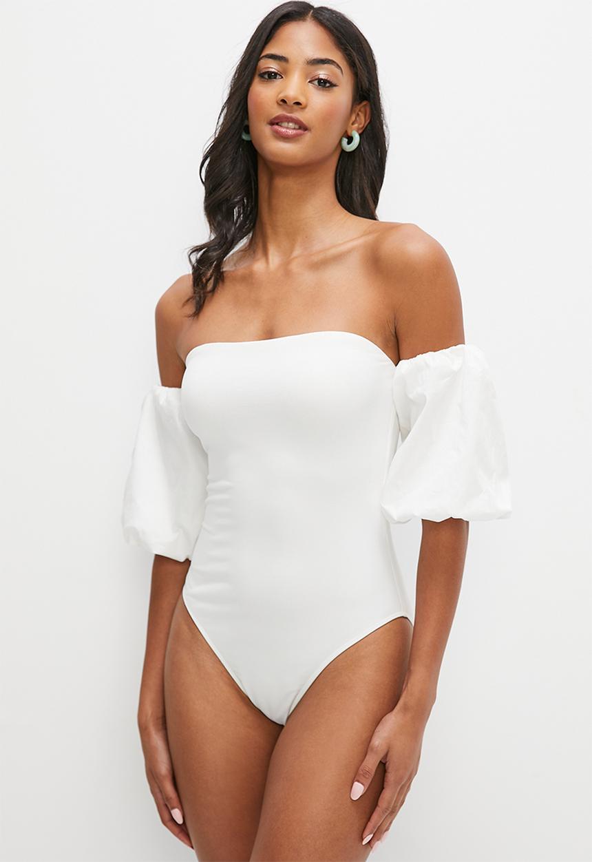 MILLA - Bardot combo bodysuit - ivory 