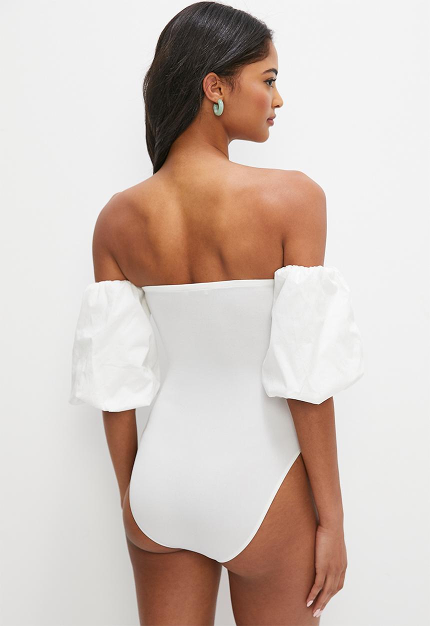 MILLA - Bardot combo bodysuit - ivory 