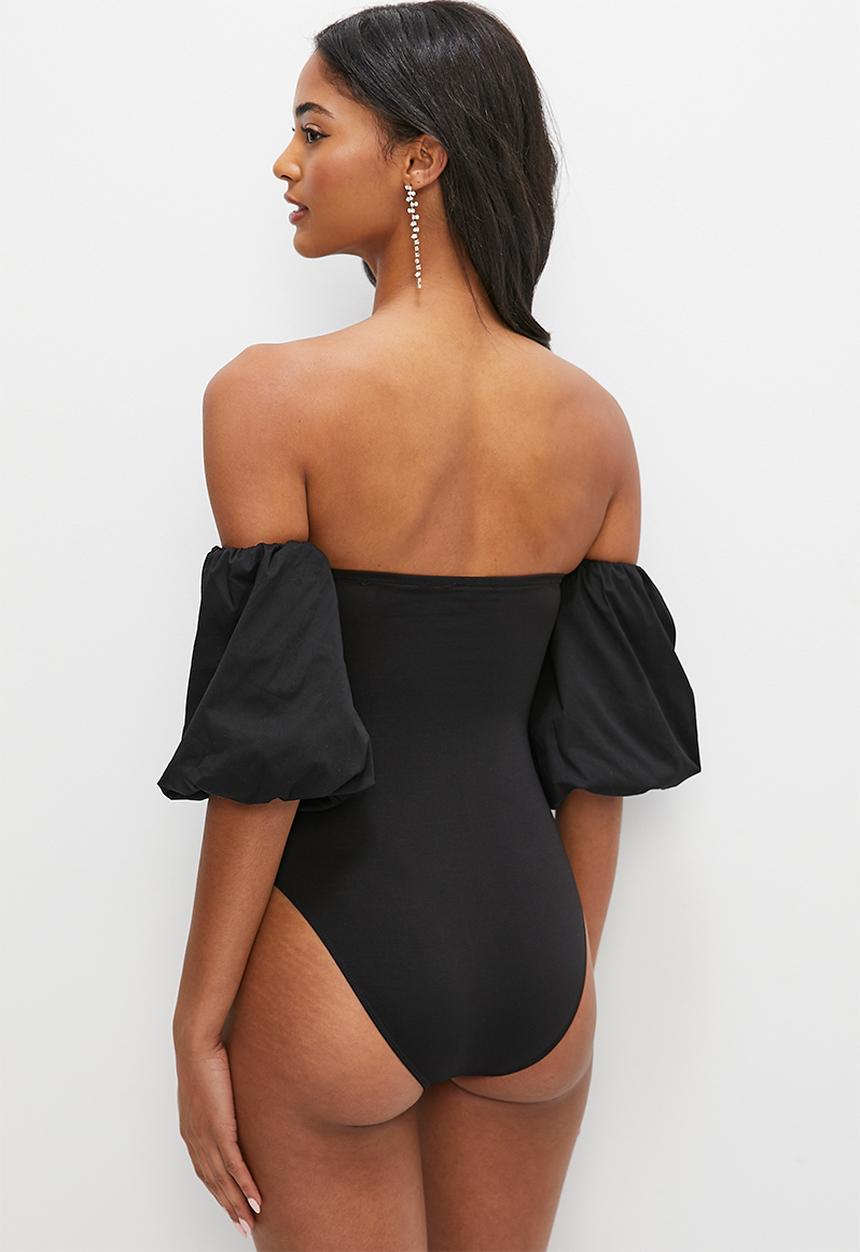 MILLA - Bardot combo bodysuit - black 