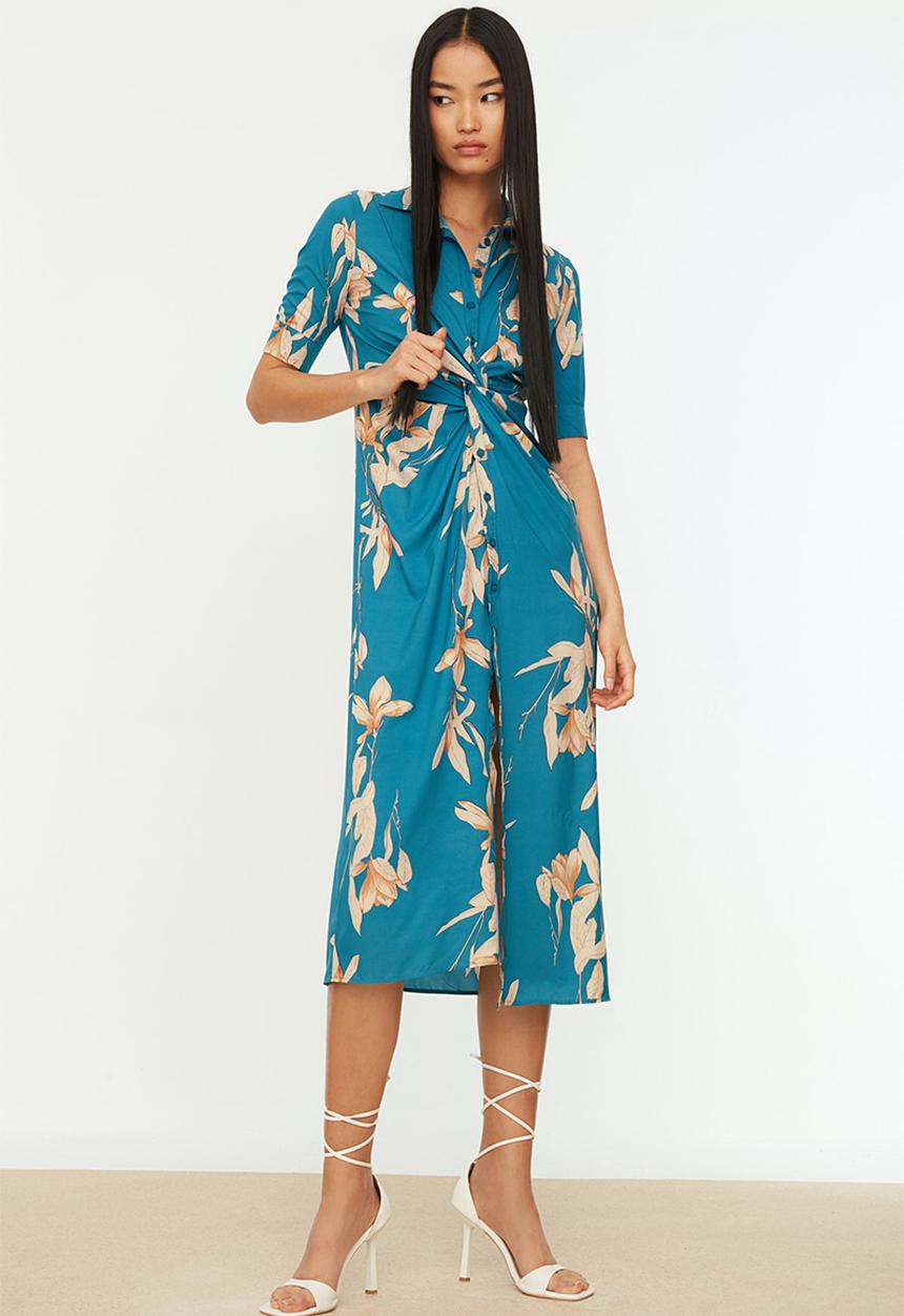 Trendyol - Floral shirt style midi dress - multi