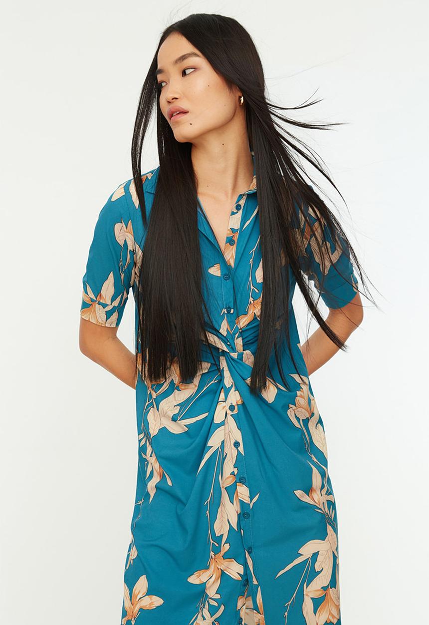 Trendyol - Floral shirt style midi dress - multi