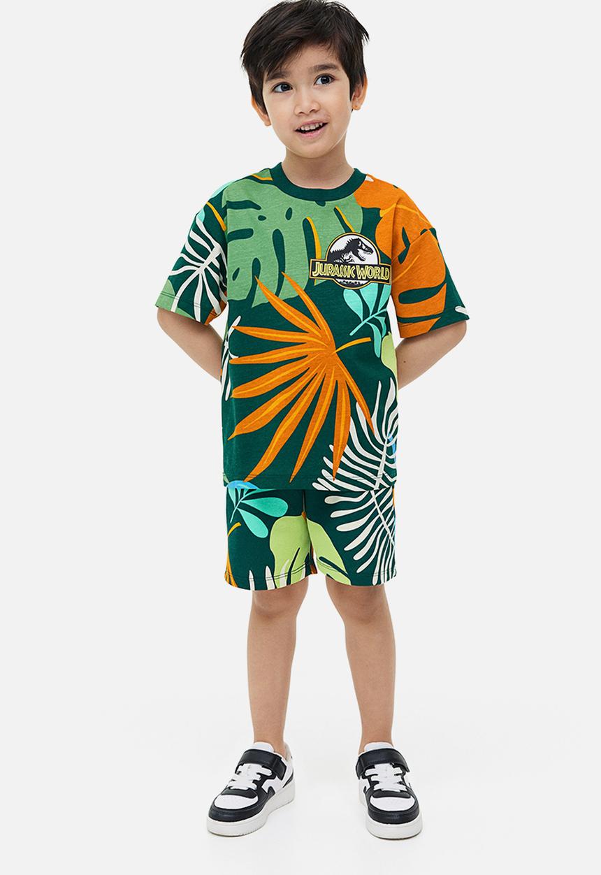 H&M - 2-Piece printed set - dark green & jurassic world