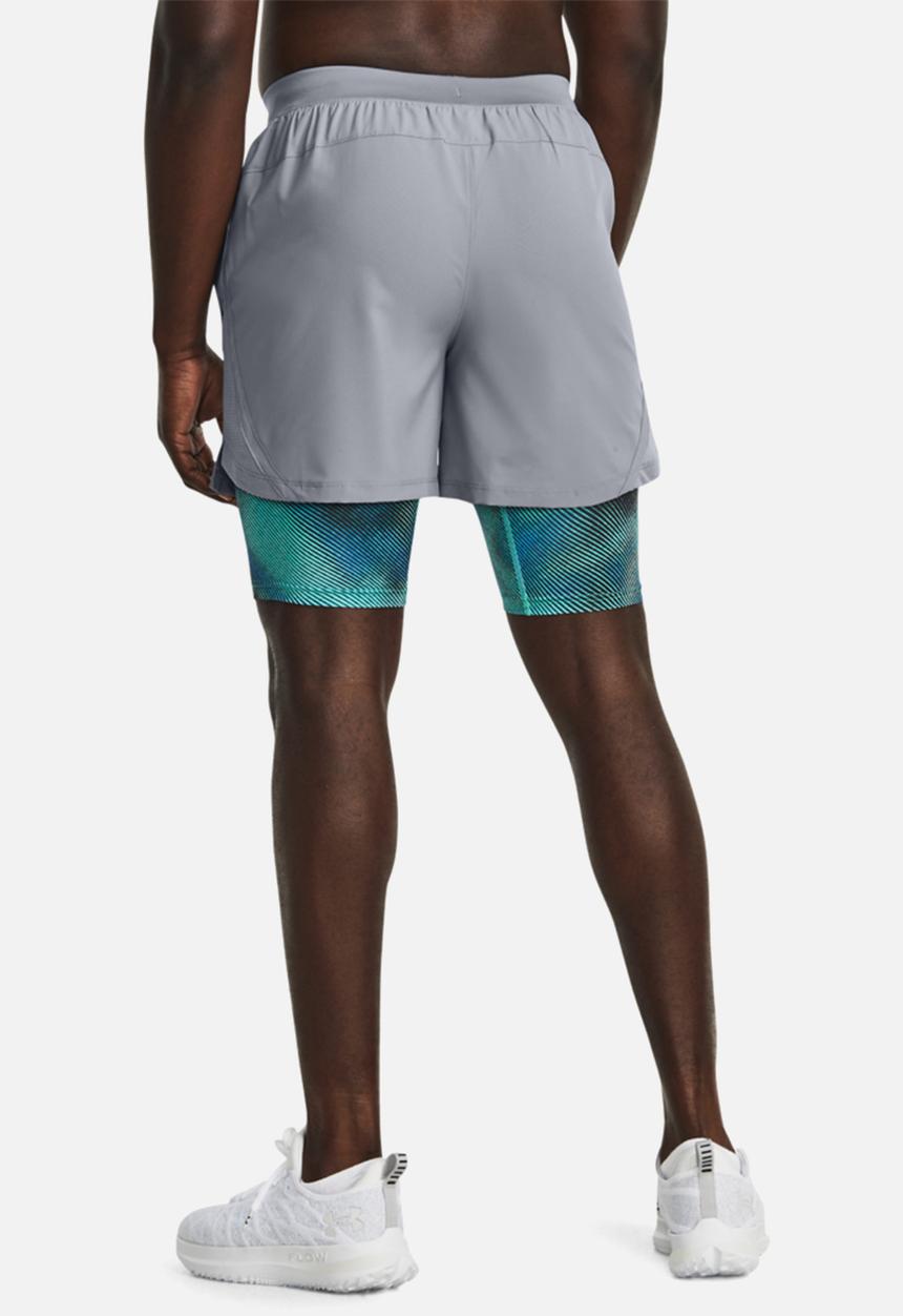 Under Armour -  Ua launch 5'' 2-in-1 short - steel/neo turquoise/reflective 