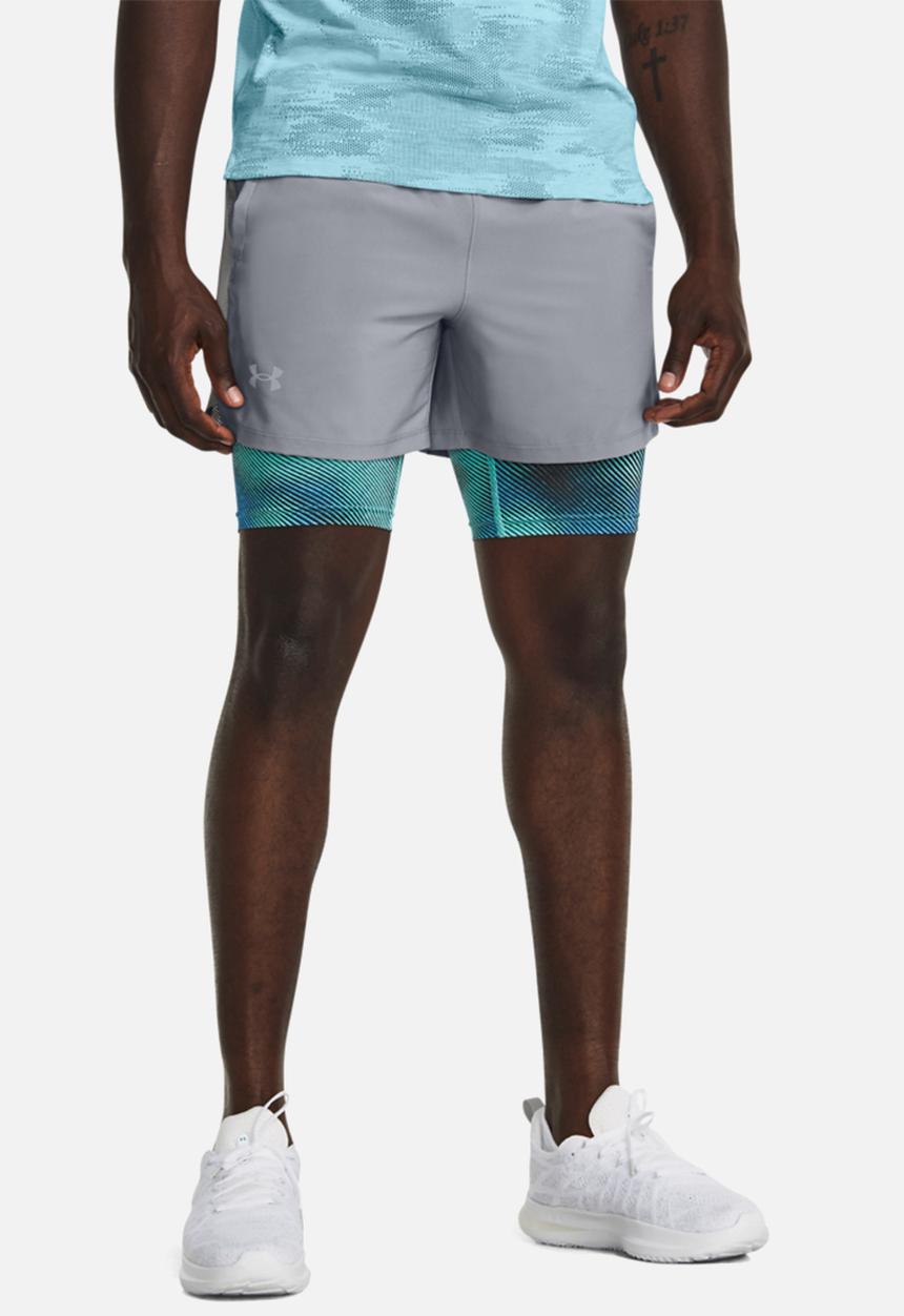 Under Armour -  Ua launch 5'' 2-in-1 short - steel/neo turquoise/reflective 