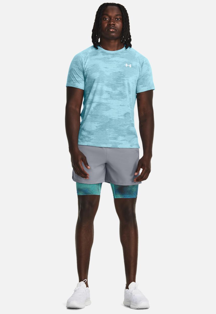 Under Armour -  Ua launch 5'' 2-in-1 short - steel/neo turquoise/reflective 