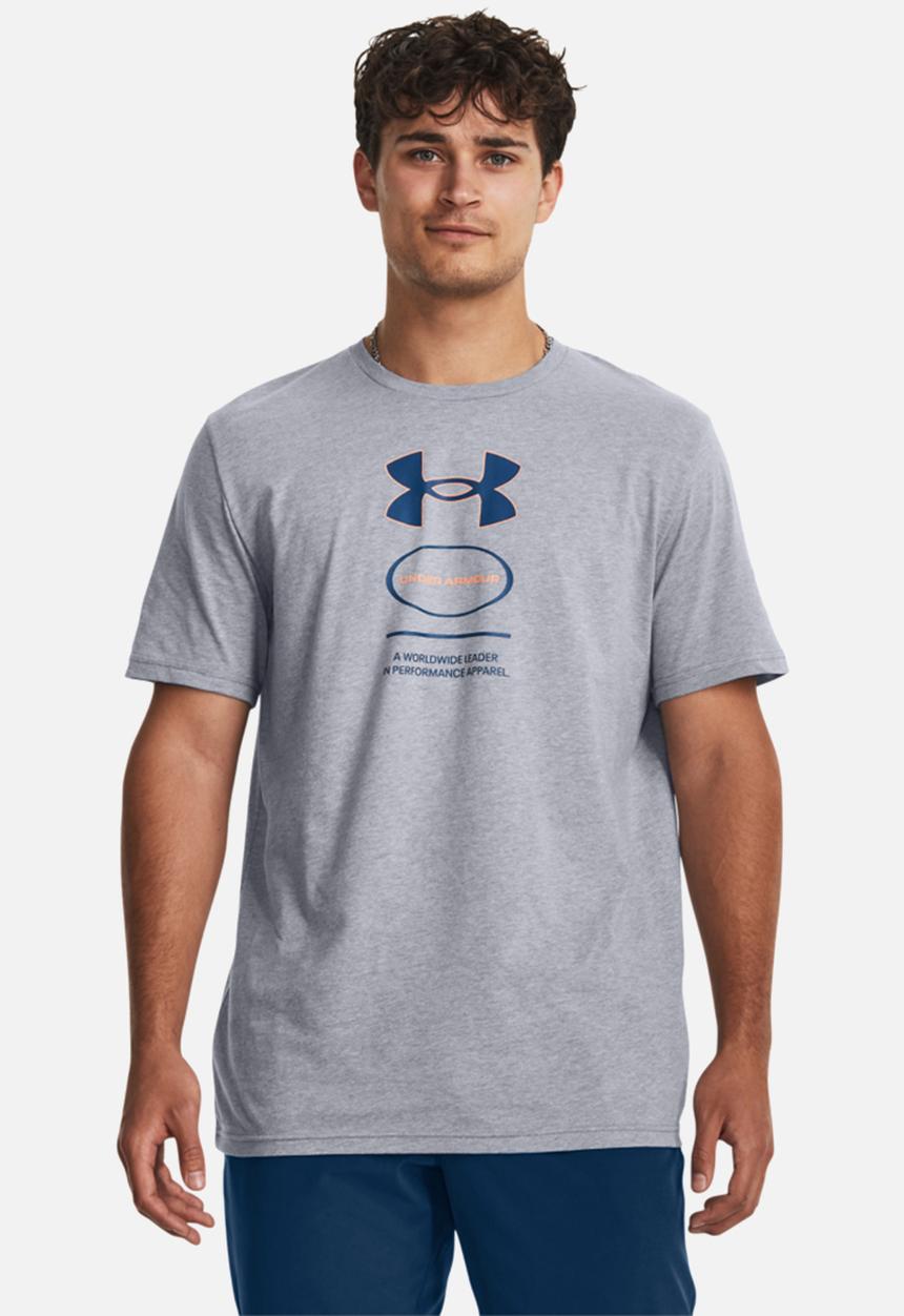 Under Armour - Ua core graphic short sleeve - steel light heather/varsity blue
