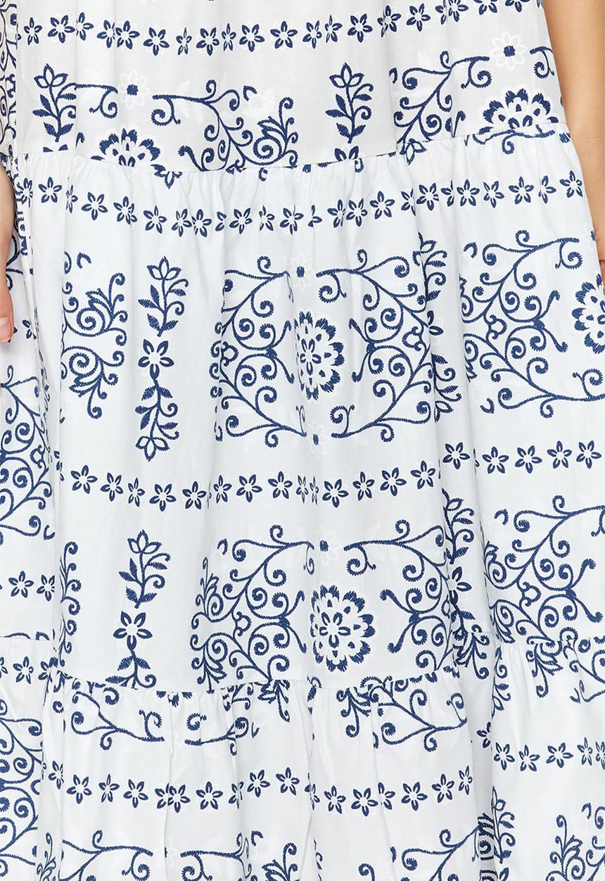 Trendyol - Floral poplin midi dress - white