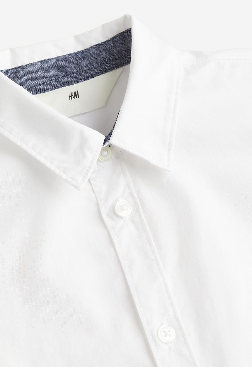 H&M - Short-sleeved cotton shirt - white