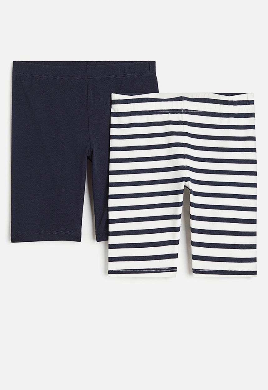 H&M - 2-pack cycling shorts - navy blue / striped 