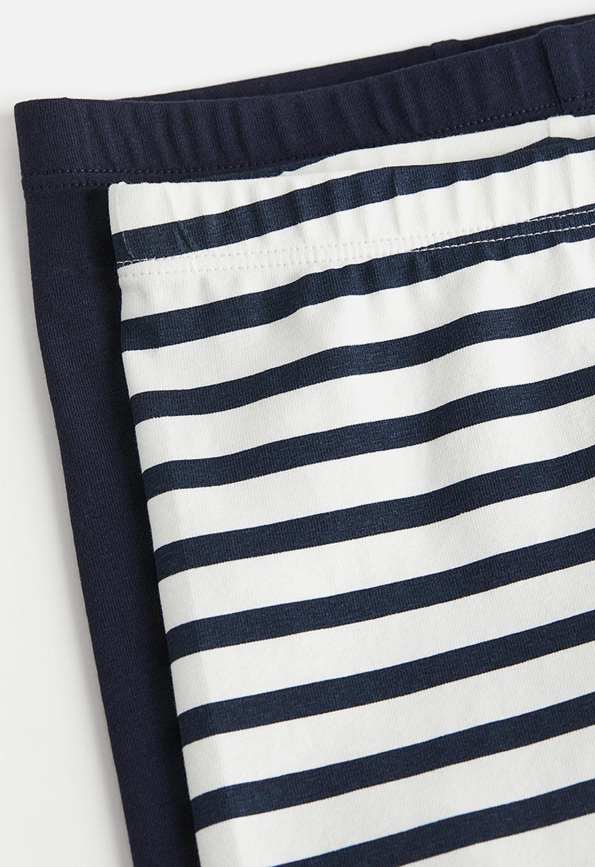 H&M - 2-pack cycling shorts - navy blue / striped 
