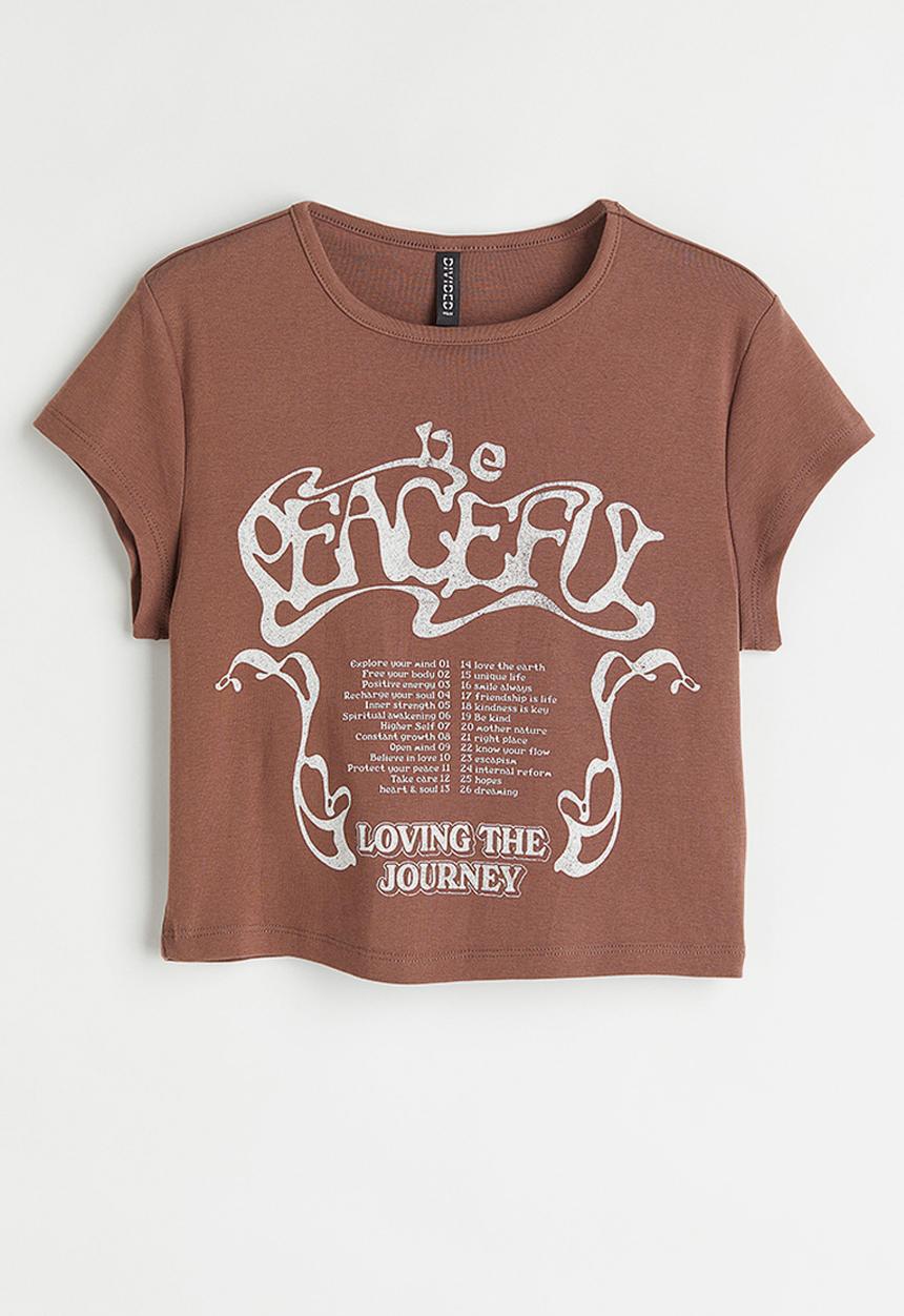 H&M - Printed cropped top - brown