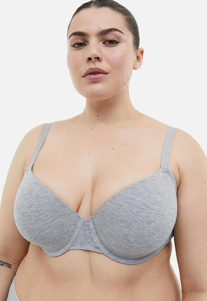 H&M - H&M+ 2 pack padded bras - white & grey marl