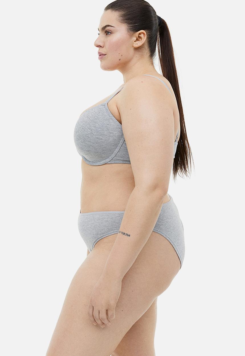 H&M - H&M+ 2 pack padded bras - white & grey marl