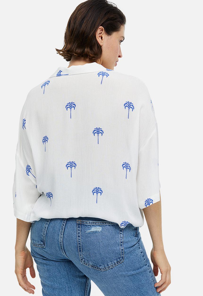 H&M - Oversized resort shirt - white palm trees