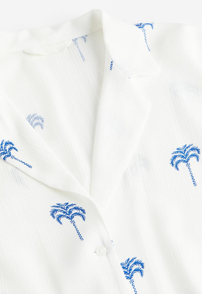 H&M - Oversized resort shirt - white palm trees