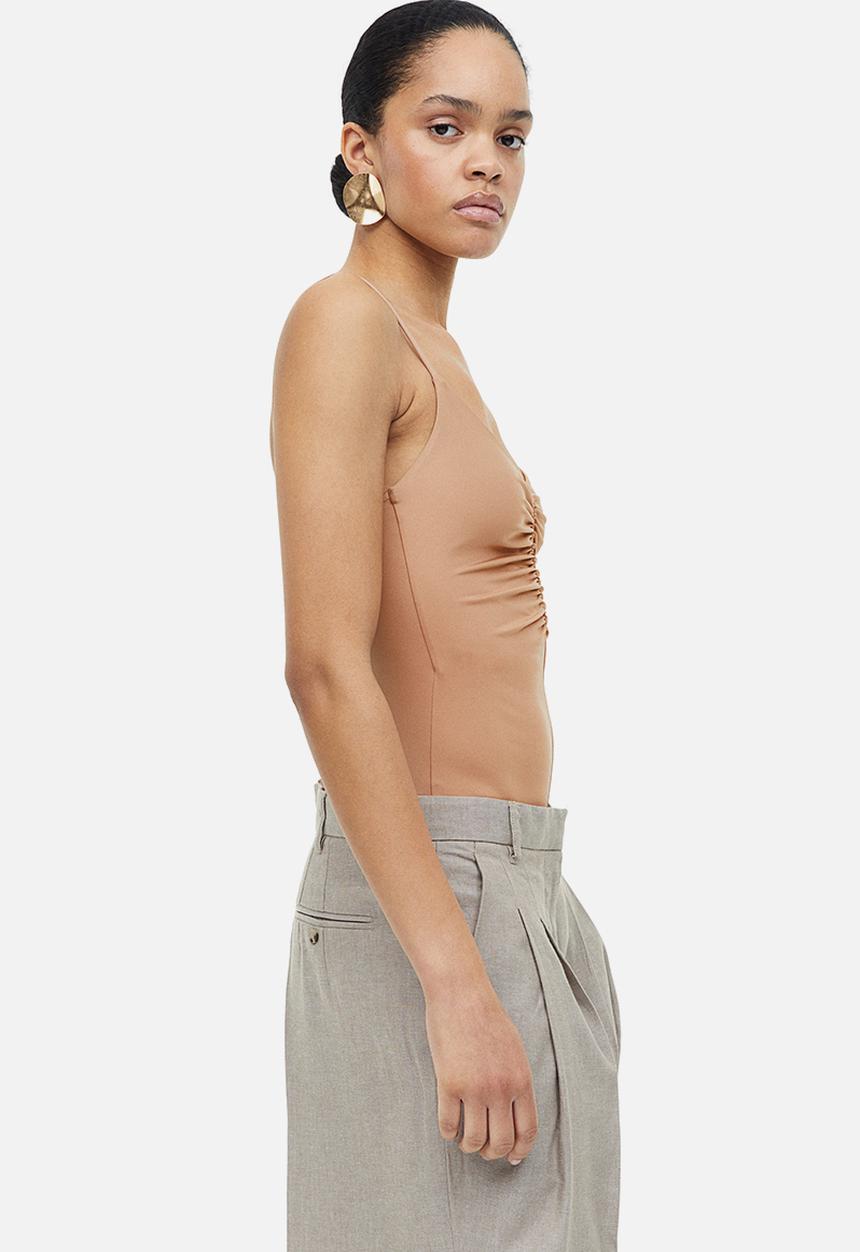 H&M - Gathered thong body - dark beige