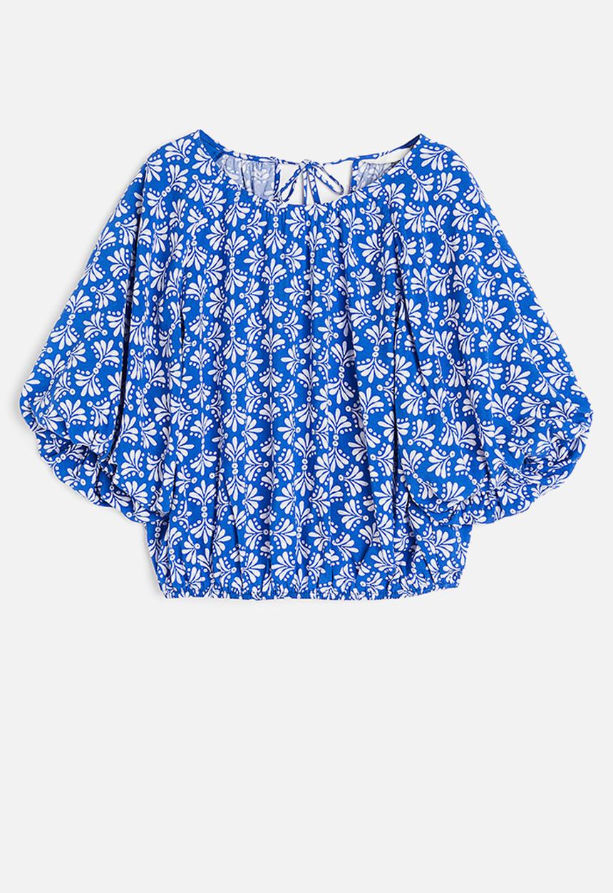 H&M - Voluminous blouse - bright blue patterned