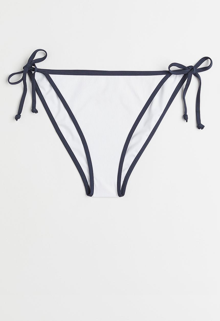 H&M - Tie tanga bikini bottoms - white & navy blue