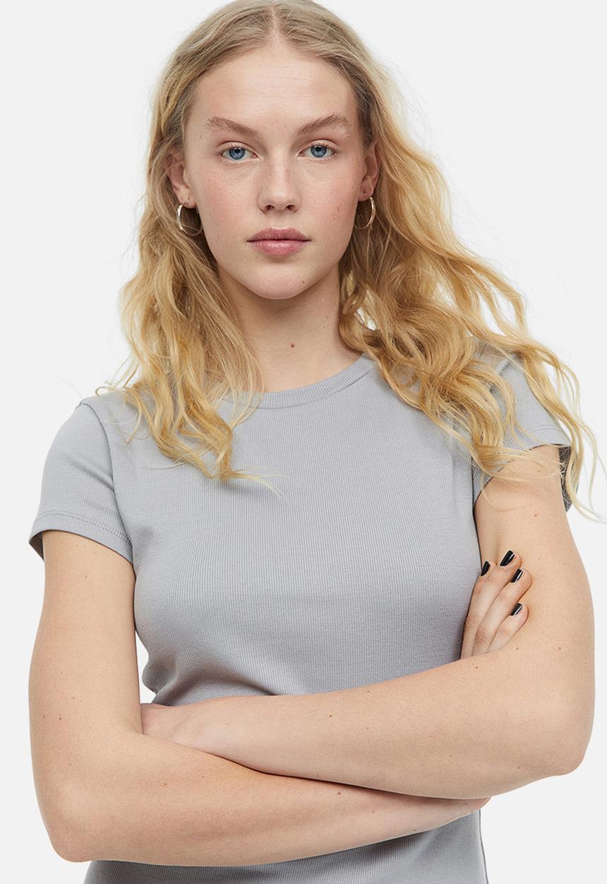 H&M - Cotton bodycon dress - light grey